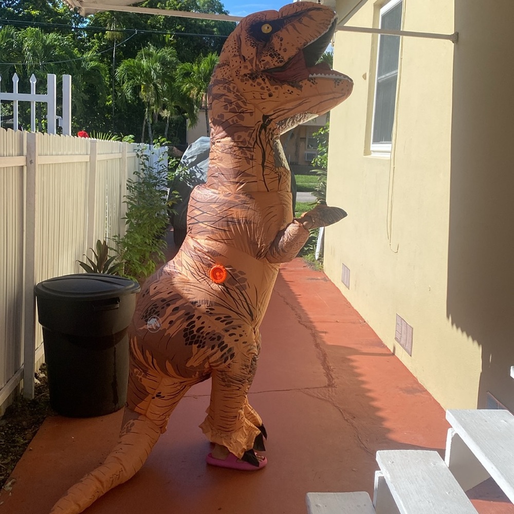Rubies Inflatable T-Rex Dinosaur Costume Teen Size Blow up Hallloween - Picture 5 of 9
